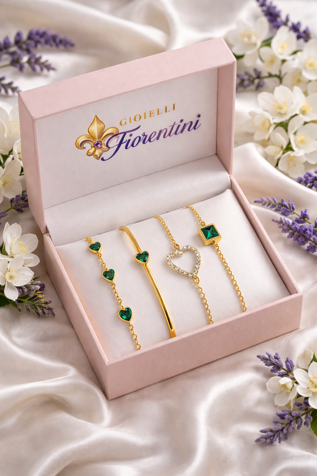 Set di Bracciali Coordinati in Agata Verde – Émeraude Élégance