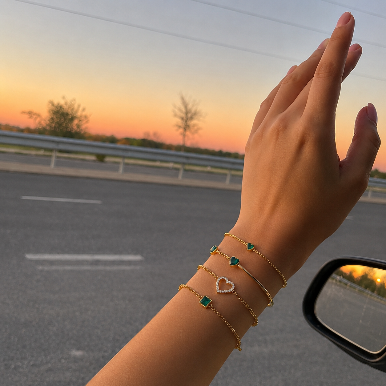 Set di Bracciali Coordinati in Agata Verde – Émeraude Élégance