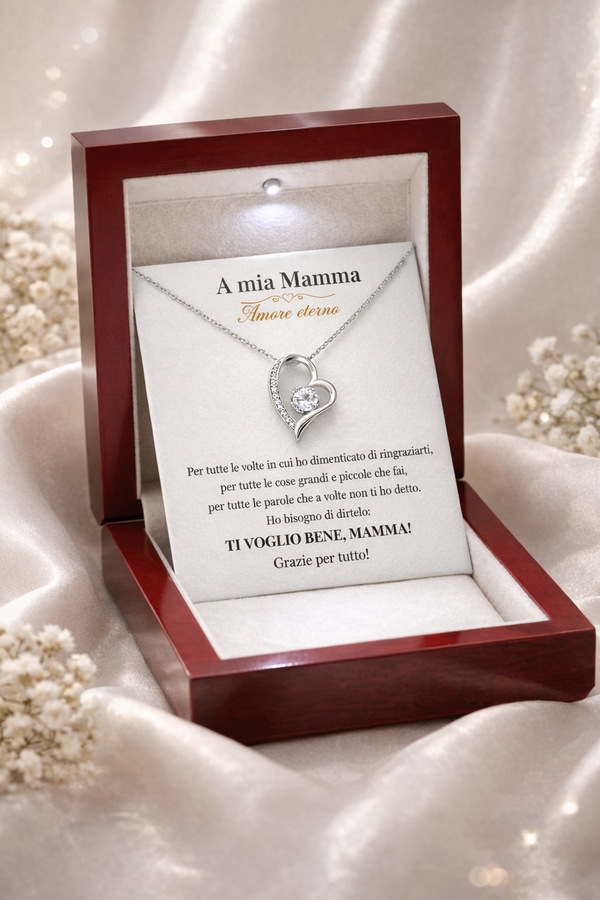 Amore Eterno - Collana con Quarzo Naturale Con un Biglietto Dedicato alla tua Mamma