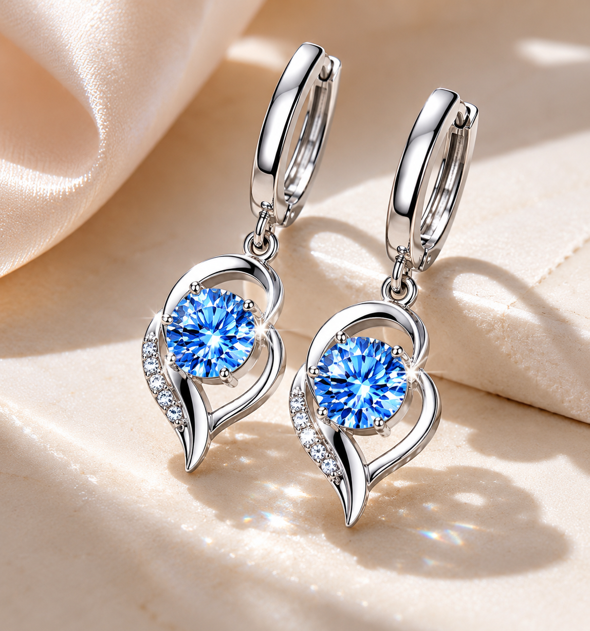 Orecchini “Blu di Firenze"  – con pietre Quarzo Azzurro & Cristalli Luminia